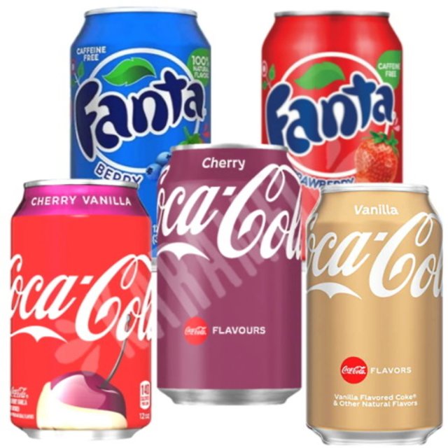 Kit Box 5 Refrigerantes - 3 Cocas 2 Fantas - Importado