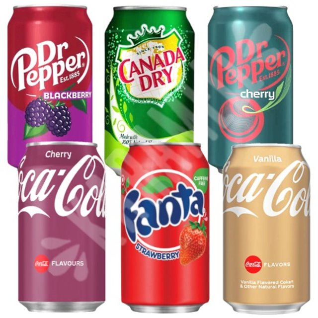 Kit Box 6 Refrigerantes - Coca/Fanta/Dr Pepper/Canada Dry - Importado