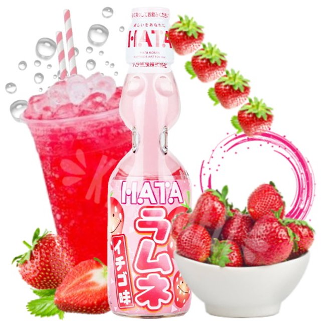 Refrigerante Ramune Sabor Morango Soda - Importado