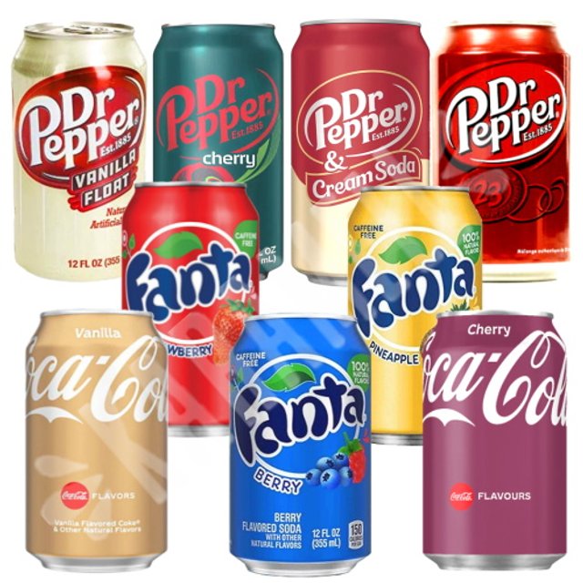 Kit Box 9 Refrigerantes Importados - Cocas Fantas Dr Peppers