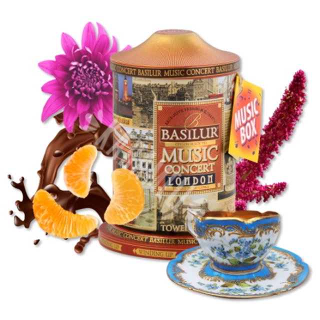 Chá Basilur - Box Musical - Music Concert London - Importado Sri Lanka