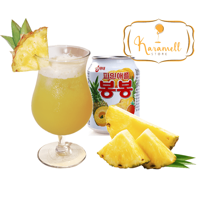 BomBom - 1 Lata - Suco de Abacaxi Com Pedacinhos de Abacaxi - Importado da Coreia