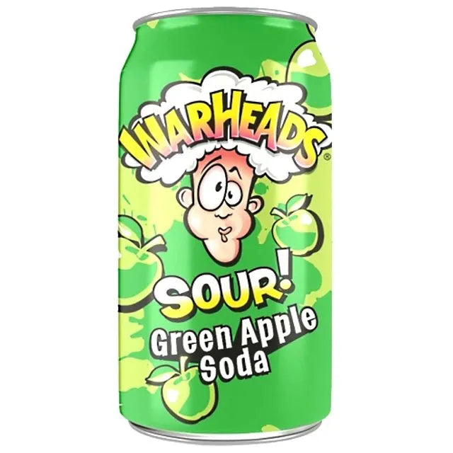 Refrigerante Warheads Sour Green Apple Soda - Importado EUA