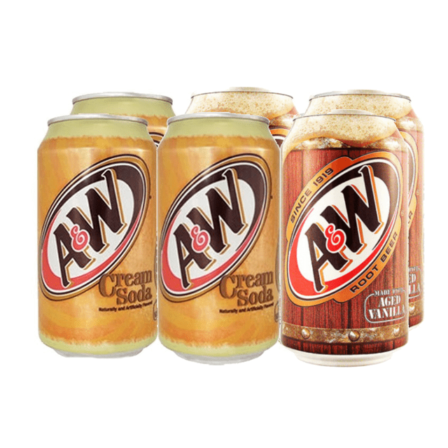 Refrigerantes Importados dos EUA - KIT 6 Latas - 3 A&W Cream Soda e 3 A&W Aged Vanilla