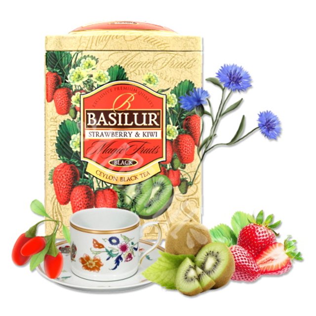 Chá em Lata Basilur Black - Strawberry & Kiwi - Importado Sri Lanka