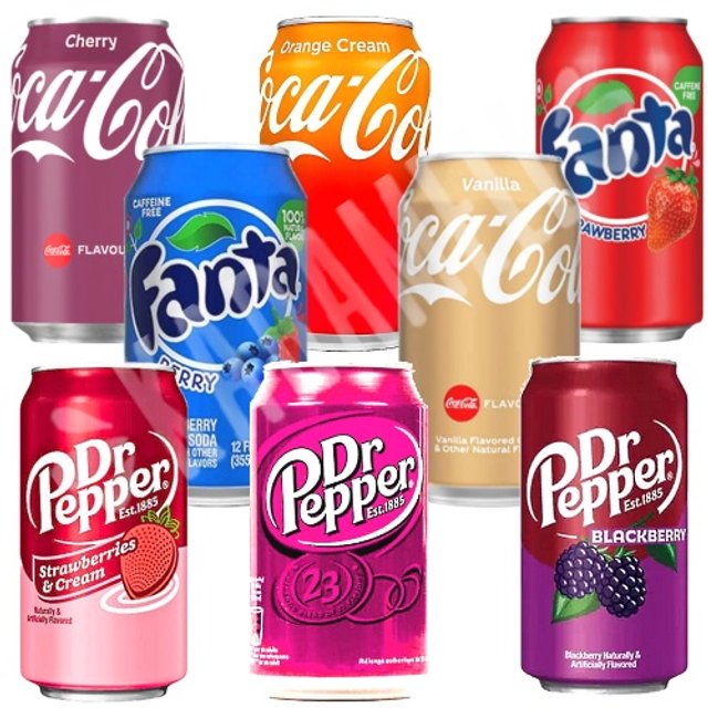 Kit Box 8 Refrigerantes - Coca Cola / Fanta / Dr Pepper - Importado