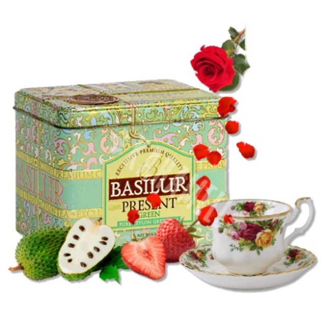 Chá em Lata Basilur - Present Green - Importado Sri Lanka