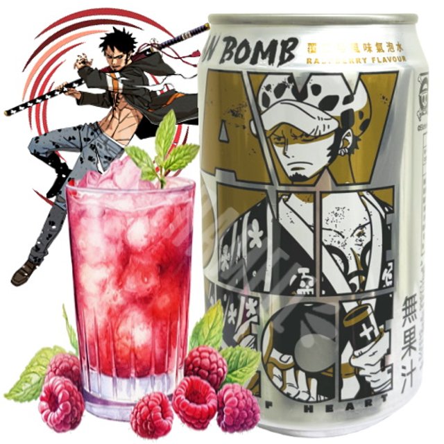 Refrigerante One Piece Trafalgar Law - Sabor Framboesa - Importado