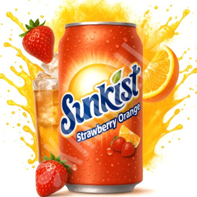 Refrigerante Sunkist Strawberry Orange 355ml - Importado EUA
