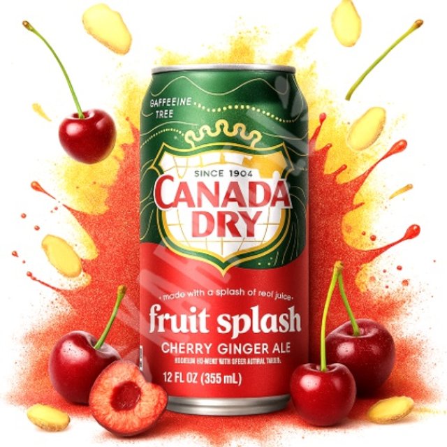 Refrigerante Fruit Splash Cherry Ginger Ale - Canada Dry - EUA