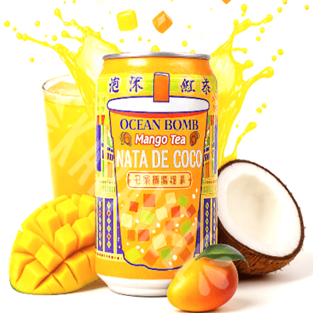 Bebida de Chá Ocean Bomb - Mango Tea Nata Coco - Importado