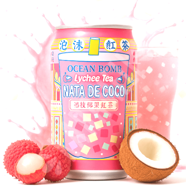 Bebida de Chá Ocean Bomb - Lychee Tea Nata Coco - Importado