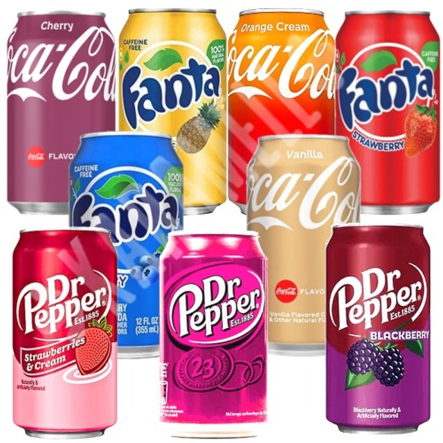 Kit Box 9 Refrigerantes - Coca Cola / Fanta / Dr Pepper - Importado