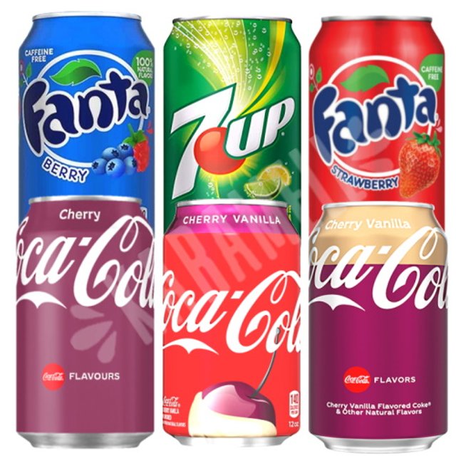 Kit Box 6 Refrigerantes - 3 Cocas 2 Fantas 1 7UP - Importado