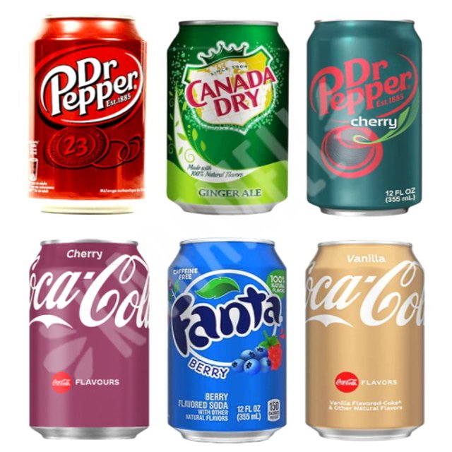 Kit Box 6 Refrigerantes - Coca Canada Dry Dr Pepper Fanta - EUA