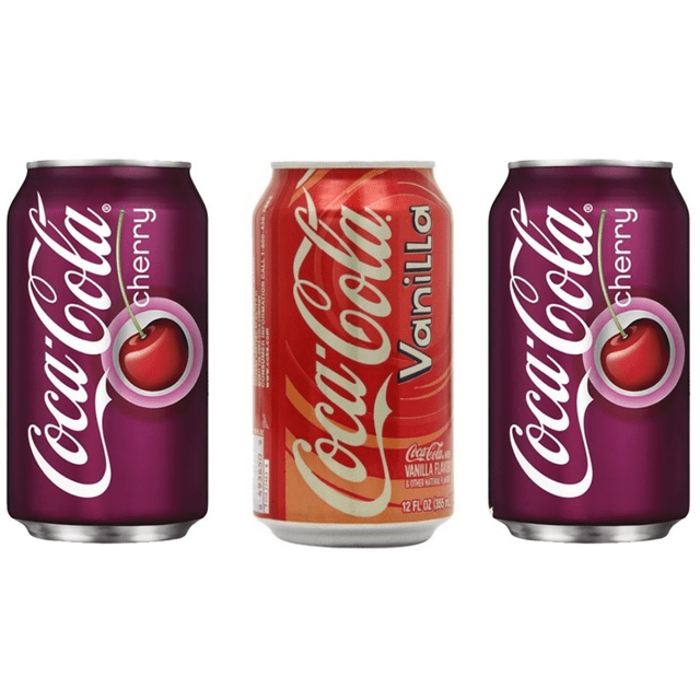 Refrigerantes Importados dos EUA - KIT 3 Latas - 2 Coca Cola Cherry e 1 Coca Cola Vanilla