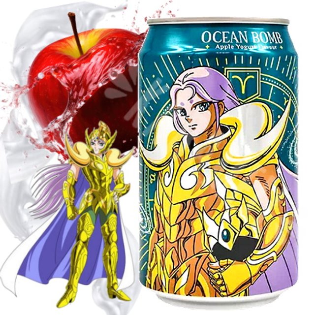 Refrigerante Cavaleiros do Zodíaco Mu de Áries Sabor Maçã - Importado