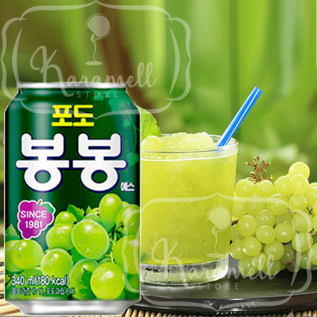 Latão Suco BonBon - Sabor Uva Verde Com Pedaços Fruta 340ml - Importado da Coreia