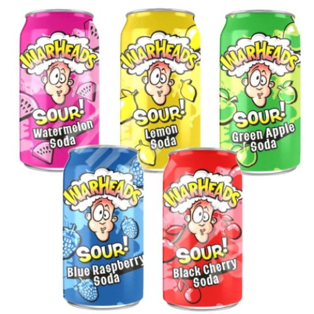 Kit Box Refrigerantes 5 Sabores Warheads Sour Soda - Importado EUA
