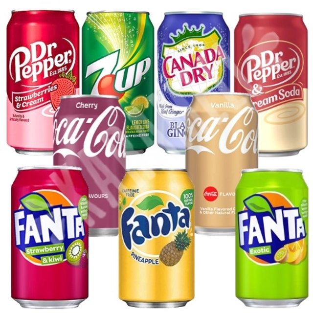 Kit Box 9 Refrigerantes - Coca Fanta Pepper 7Up Canada Dry - Importado