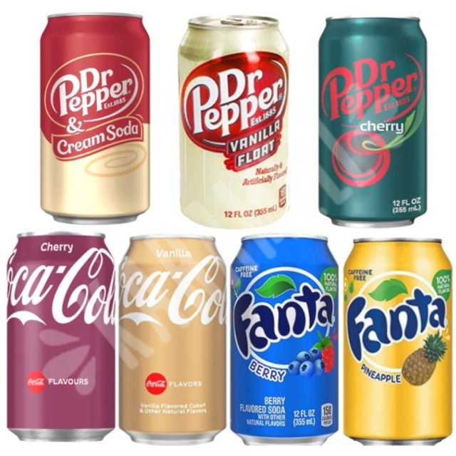 Kit Box 7 Refrigerantes Importados - Cocas Fantas Dr Peppers