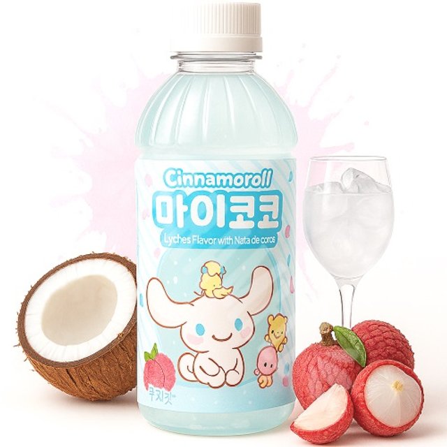 Bebida Cinnamoroll Lychee Flavor with Nata de Coco - Importado Coréia